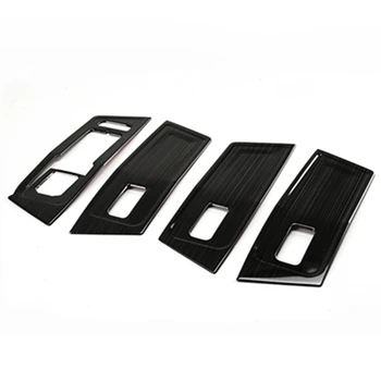 

Window Control Panel Glass Lift Switch Frame Black Titanium Stainless Steel Trim 4pcs For Volkswagen VW T-Roc LHD 2017 2018 2019