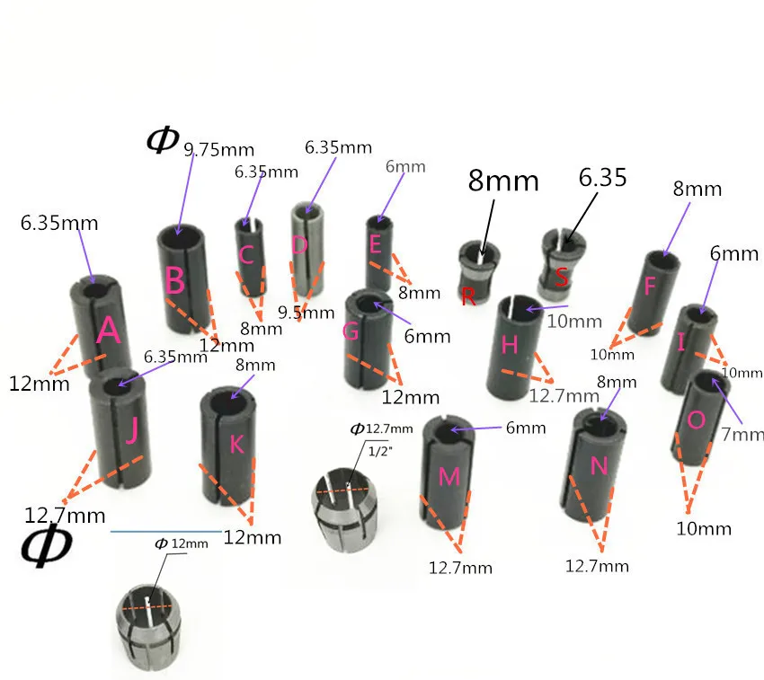 8mm Collet Size Chart