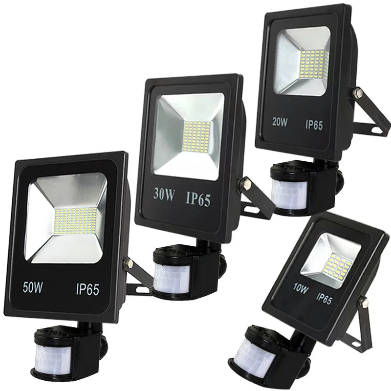 

50w PIR floodlights 10w 20w 30w underground lamp led flood light with motion sensor 220v garden light outdoor halogen light
