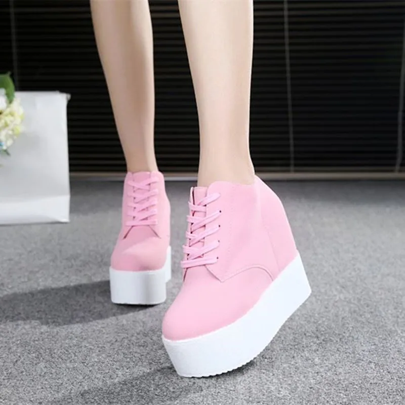 

Women Sneakers 2019 Spring Summer High Heels 10CM Ladies Casual Shoes Women Wedges Platform Shoes Female Thick Bottom Trainers