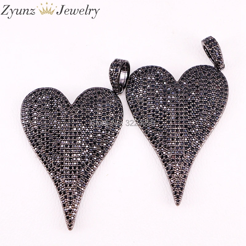 5 шт. высокое качество длинное сердце ожерелье кулон, микро pave CZ прекрасный кулон Модные ювелирные изделия