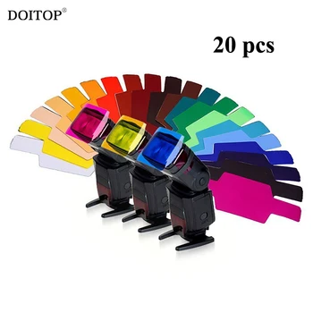 DOITOP 20 Color Generic flash color gel for Canon Nikon Sony Yongnuo Olympus Nissin Speedlite Flash Color Gels DSLR Camera Flash