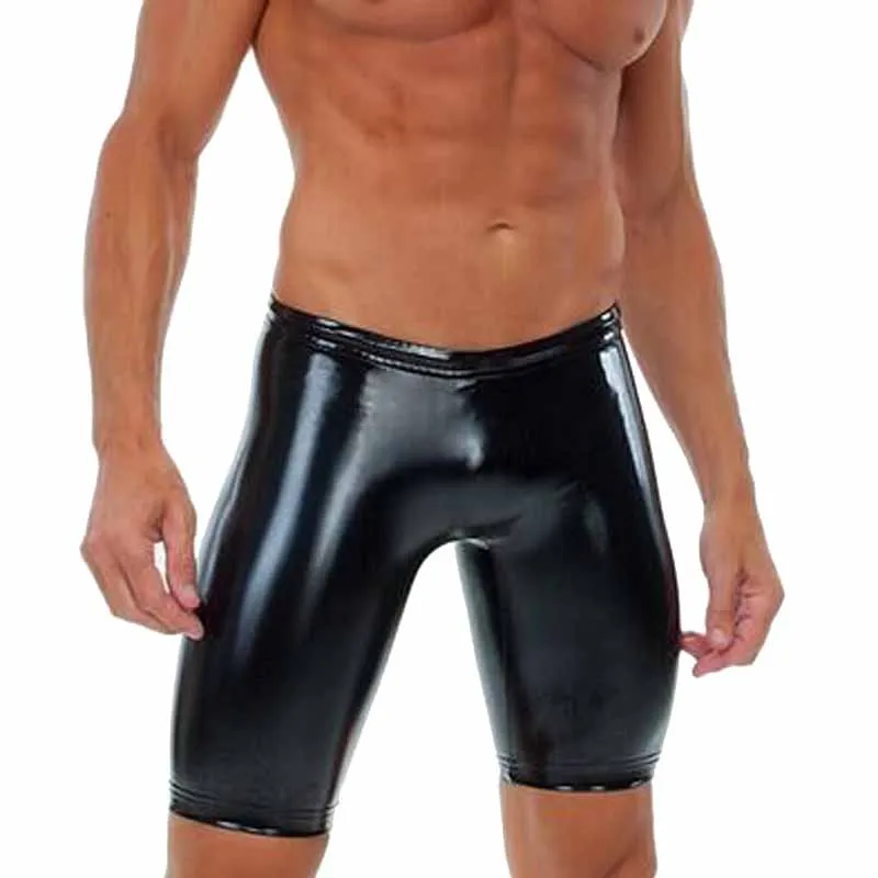 Латексная резина быть настроены хорошее тело сексуальные ПВХ брюки мужчины кожаное белье Черный лайкра зентай костюм с блестящими Лайкровые брюки