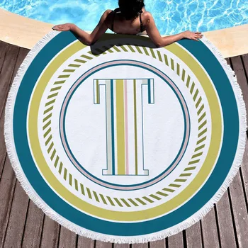 

Printed letters Blanket Women Bath Towel for Beach Thick Round 3d print Fabric Quick Compressed Towel new style-10