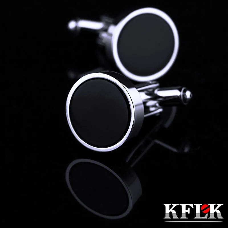KFLK ювелирные запонки для мужчин бренд классический черный круглый запонки кнопки мужские высокого качества