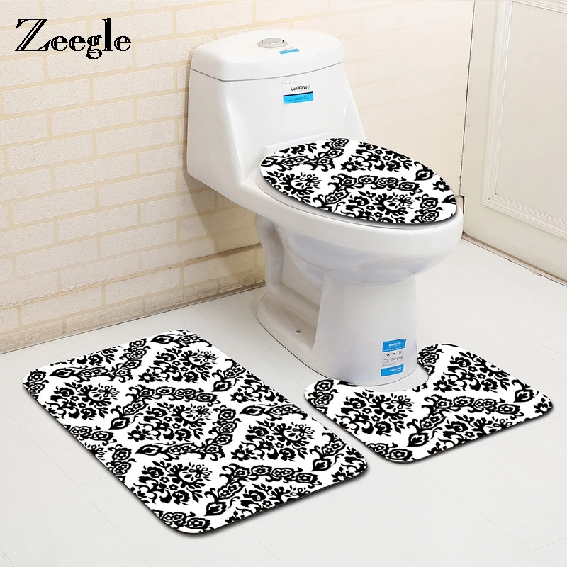 Buy Zeegle Nordic Style 3Pcs Toilet Rug Set Bathroom