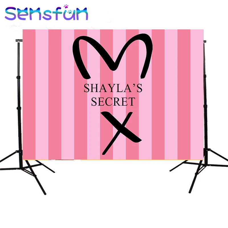 

7x5FT Pink Stripes Secret Girls Backdrops Custom Photo Backdrop Background Vinyl 220cm x 150cm