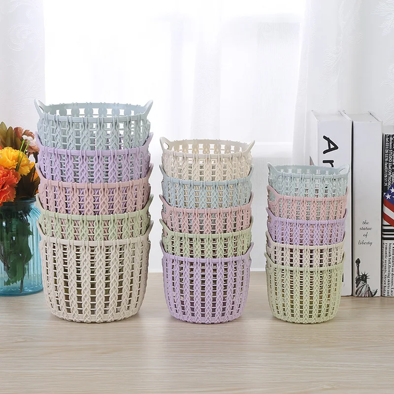 New hollow plastic storage basket, kitchen basket, round hand held