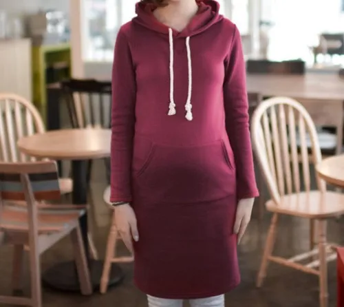 Осенне-зимняя одежда для беременных, Одежда для беременных женщин, повседневные платья для беременных, платье до колен M307