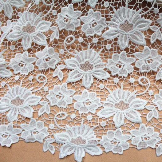 

2Yards African Guipure Lace Water Soluble Chemical Cord Lace Fabric,White French Lace For Wedding Dress