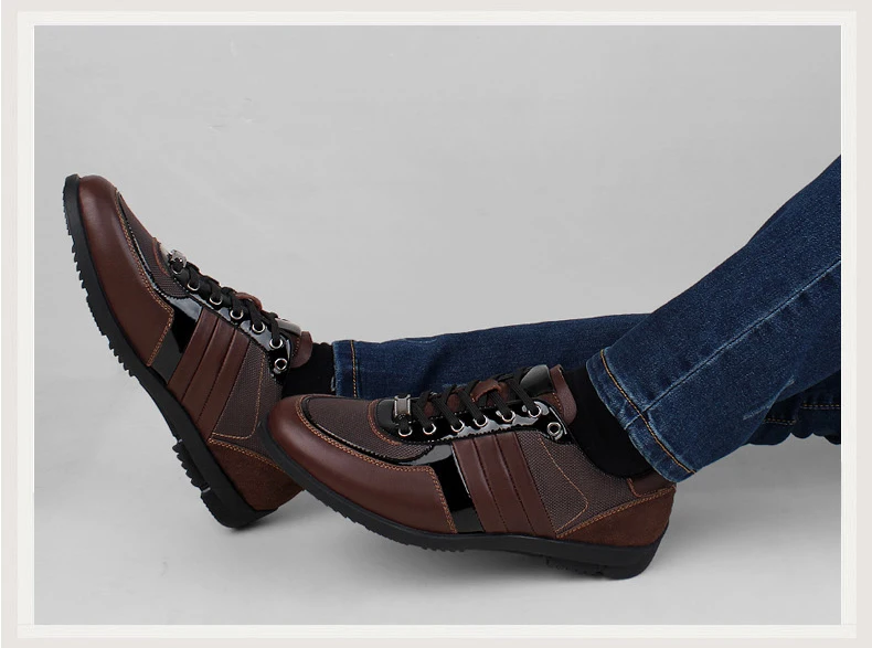 Брендовая мужская повседневная обувь; Мужская обувь из натуральной кожи на шнуровке; дышащая мягкая Осенняя повседневная обувь на плоской подошве; официальная обувь размера плюс 45