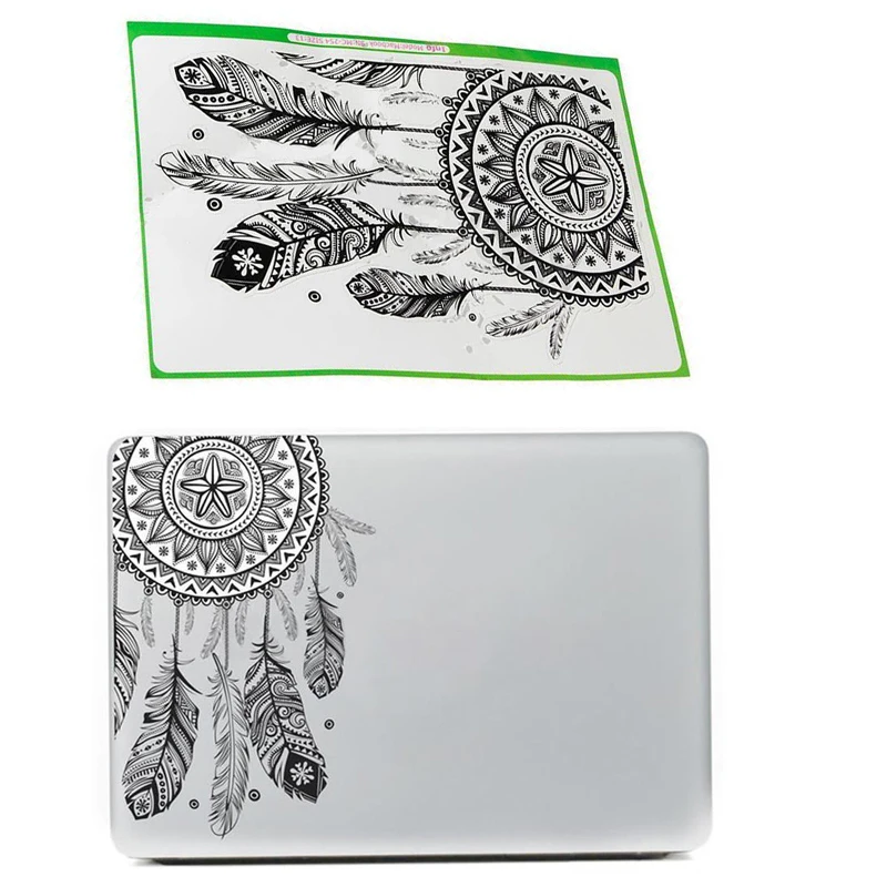 

New Hot Sale Retro Feather Art Pattern Vinyl Decal Black Laptop Sticker For Macbook Air Laptop