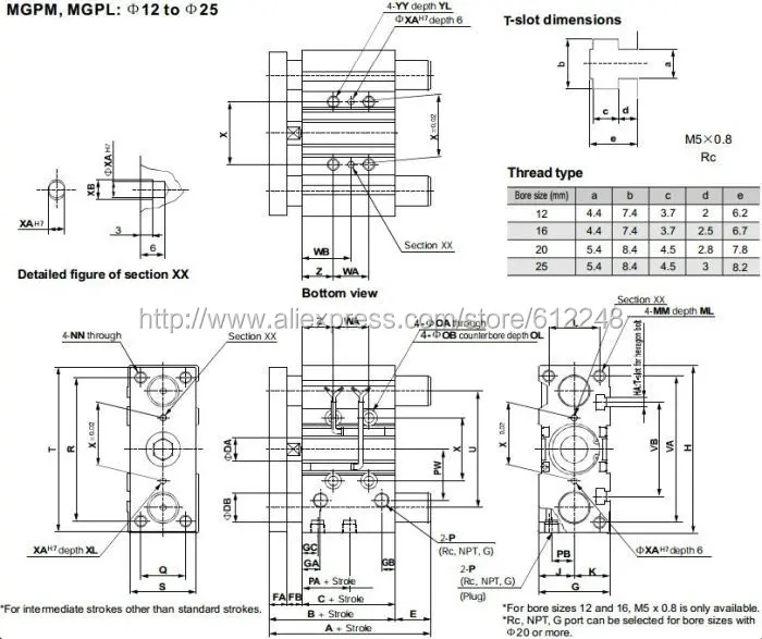 Mgpm32-10/20/30/50/75/100 Compact пневматический цилиндр с направляющей штока цилиндра mgpm32-10 mgpm32-20 mgpm32-30 mgpm32-50