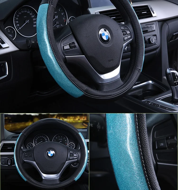 38 см Прекрасный чехол рулевого колеса автомобиля чехол для Ford Mondeo Focus BMW Volkswagan Volvo Honda hyundai Mazda Jeep Универсальный - Название цвета: Синий