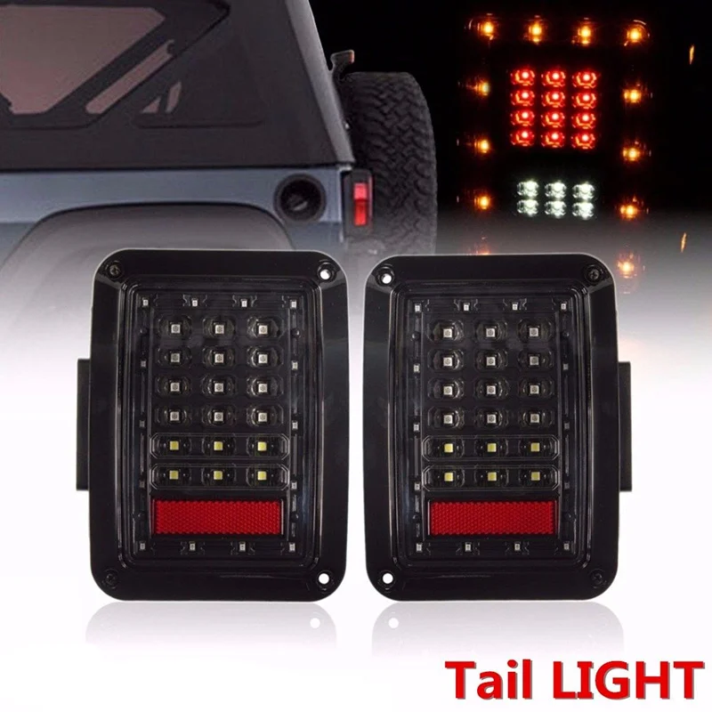 2x LED Rear Reverse Tail Lights Stop Brake Turn Lamps for 07~16 Jeep Wrangler JK