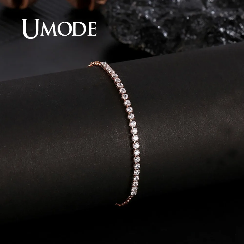 UMODE 6 ألوان الموضة النسائية تنس أساور زركونيا رابط سلسلة روز الذهب اللون أساور الإناث العصرية مجوهرات للبنات UB0128