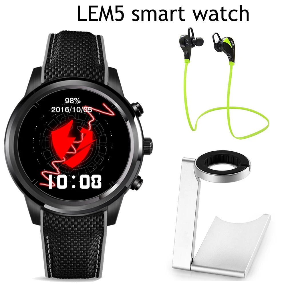 

2016 Fashion LEM5 Android 5.1 OS Smart Watch 1.39" AMOLED Display MTK6580 3G WiFi Nano SIM Card GPS Bluetooth Smartwatch