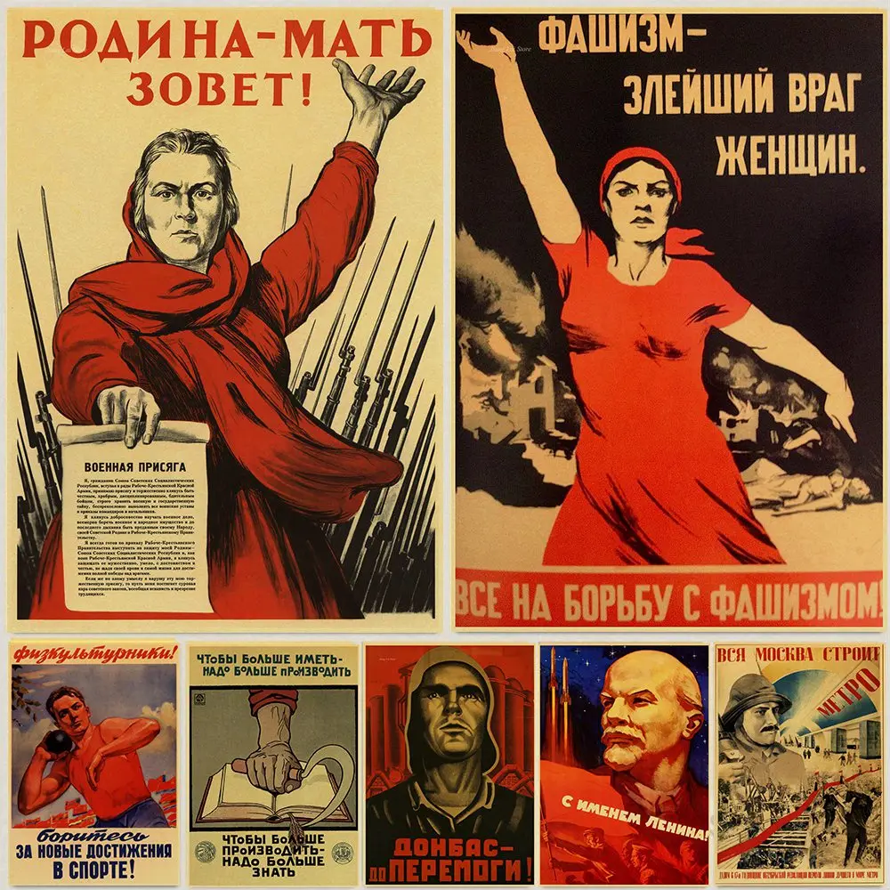 

World war II Leninist political propaganda Soviet Union USSR CCCP Poster Kraft Paper Retro Classic Posters and Prints Wall Decor