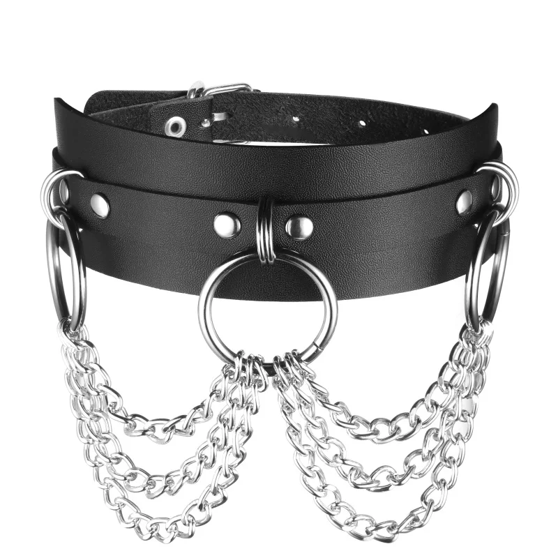 Ожерелье-чокер в стиле панк Харадзюку, сексуальное кожаное готическое колье-ошейник для женщин, круглая цепочка, чокер, готическое ожерелье, ювелирное изделие