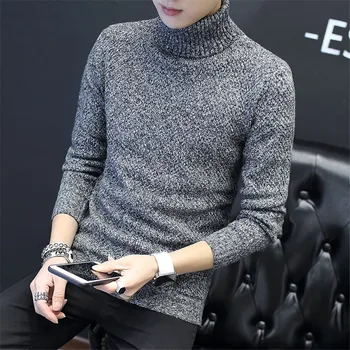

2018 New Autumn Winter Men'S Sweater Men's Turtleneck Solid Color Casual Sweater Men's Slim Fit Brand Knitted Pullovers
