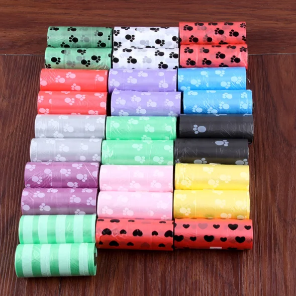 

Supplies Pet Dog Waste Poop Bag With Printing Doggy Bag Pick Up Pooper Bags Random Color 1Rolls=15 Pcs
