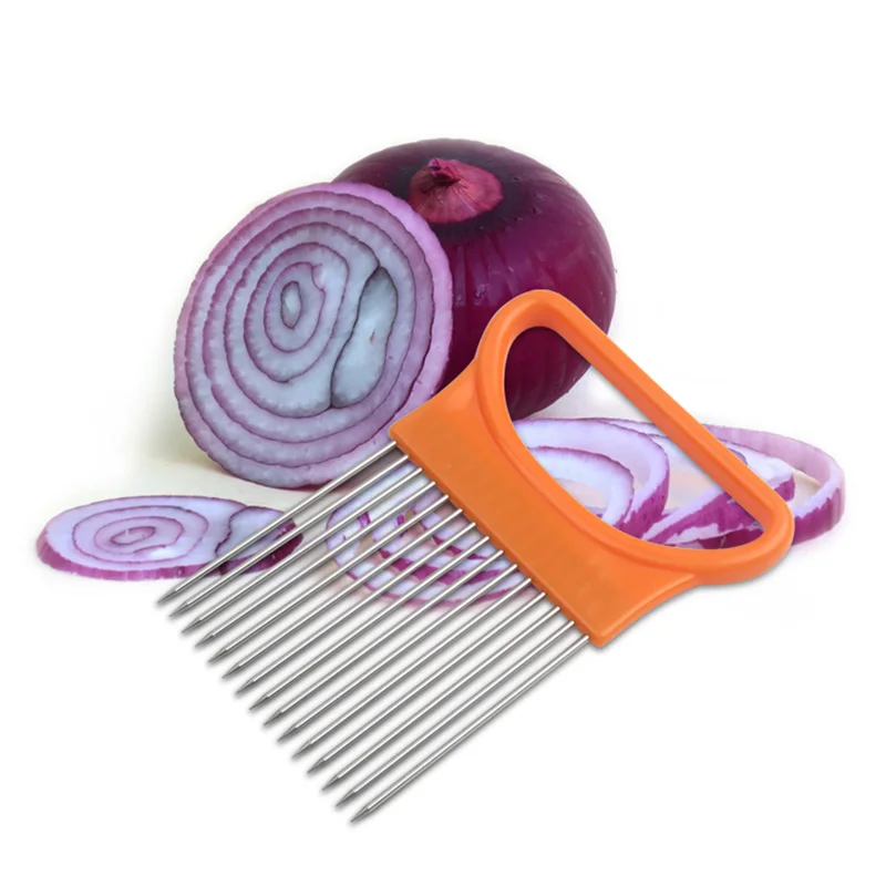 

Practical Tomato Onion Vegetables Slicer Cutting Aid Holder Guide Slicing Cutter Safe Fork Onion Cutter Shrendders & Slicers