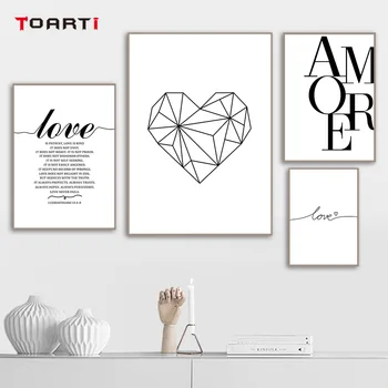 

Black And White Canvas Painting Scandinavian Style Wall Atr Love Poster Diamond Pictures For Living Room Nordic Decor Home Art
