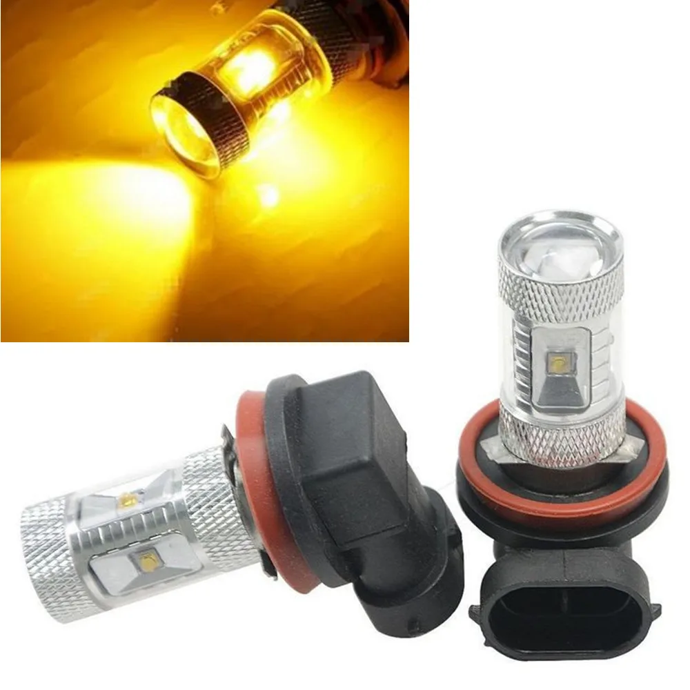 

2pcs Yellow Amber 30W High Power CREEDriving Fog Light Projector Lens H11 LED Bulbs