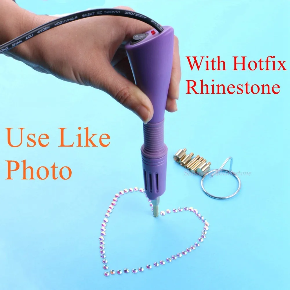 

Fast Heated Hotfix Rhinestone Applicator Iron-on Wand Heat-fix Tool Gun Mixed Size Hot Fix Rhinestones Glass Diamond