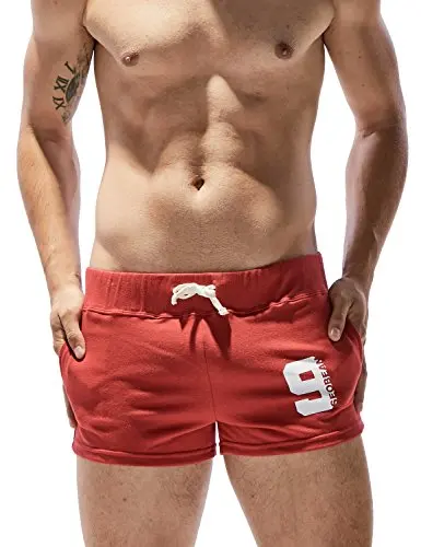 9 цветов, мужские спортивные мягкие спортивные шорты для тренировок, дышащие бегуны с буквенным принтом, летние плюс шорты для йоги, S-XL - Цвет: wine red