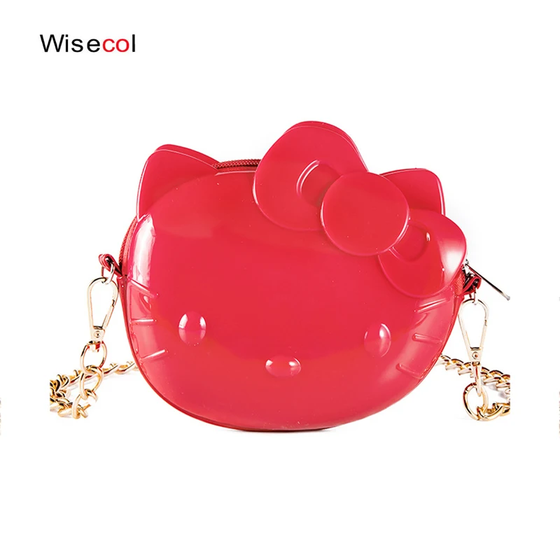 

Girls shoulder bag cute mini cartoon cat bag Hello Kitty silicone jelly Messenger bag children snacks portable storage WISECOL