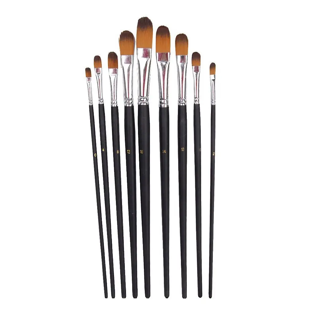 

9pcs Watercolor Oil Painting Brush Set Nylon Paint Brushes