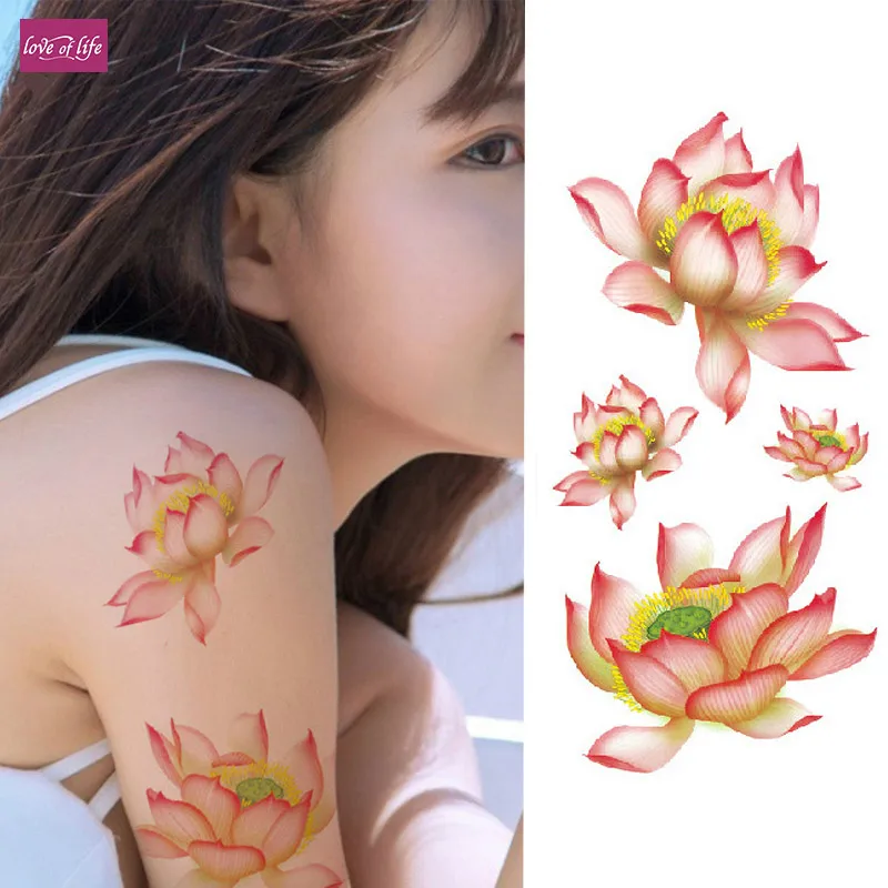 3D реалистичные вишневые цветы розы большие цветы водонепроницаемые Временные татуировки для женщин флэш татуировки руки тату наклейки на плечо - Цвет: TBX9017