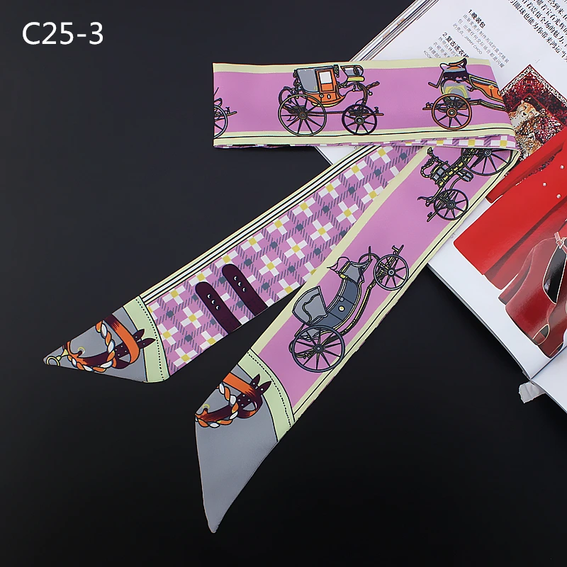 Fashion Women Long Skinny Scarf Silk Bag Ribbon Tie Lady Hair Neck Scarfs Print Headwear Female Scarves|Женские шарфы| |