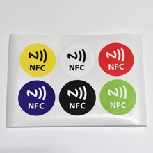 6 шт./лот NTAG213, NFC метки RFID клейкая этикетка наклейка, совместима со всеми nfc продуктами диаметром 30 мм