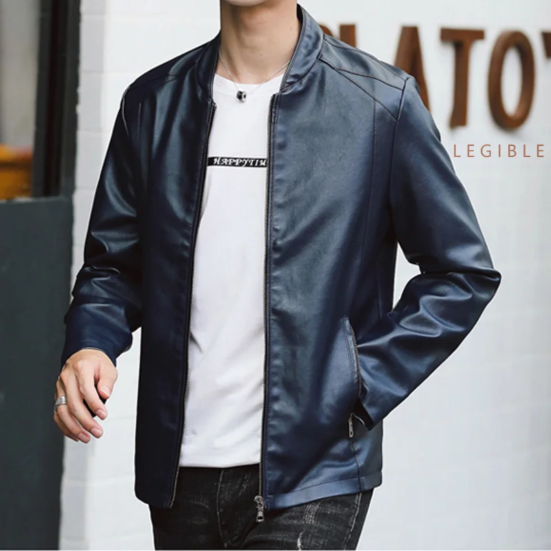 Мужская кожаная куртка брендовая коричневая тонкая куртка мужская верхняя одежда Байкерская мотоциклетная мужская куртка из искусственной кожи мужская одежда