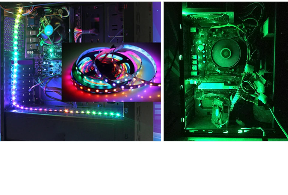 SATA RGB LED Strip Light Ribbon Tape 12V SMD 3535 Super Bright with Remote Controller Neon Background Light for PC Computer Case (12)
