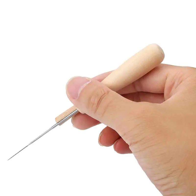 Иглы Awl DIY инструменты с ручкой из твердой древесины швейный инструмент тонкой