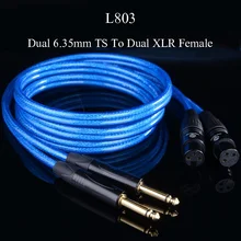 WinAqum Professional Gold Plated Dual 6 35mm TS Coaxial Audio Cable To 2 XLR Plug Coax