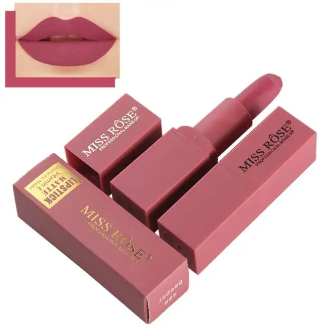 

12 Colors Makeup Red Color Lip Matte Rose Lipstick Lips Vitamin E Waterproof With Lipstick Matte Cosmetics Lip Nude Beauty Miss
