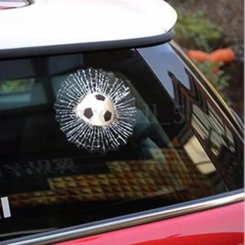 

Car 3D Toys Broken Glass Football Tennis Baseball Hits Car Window Windshield 3D Sticker Funny Toy Self Adhesive Funny Decal