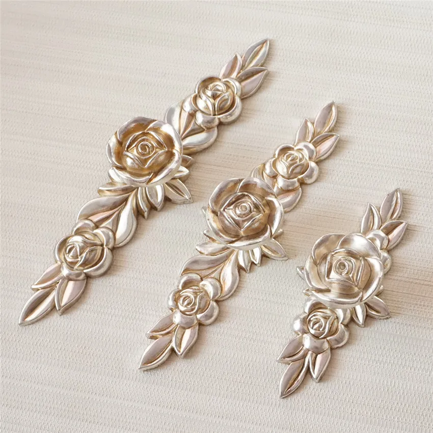 

Shabby Chic Rose Dresser Pulls Drawer Knob Pull Handles Back Plate Flower Antique Silver Kitchen Cabinet Pulls Knob Door Handle