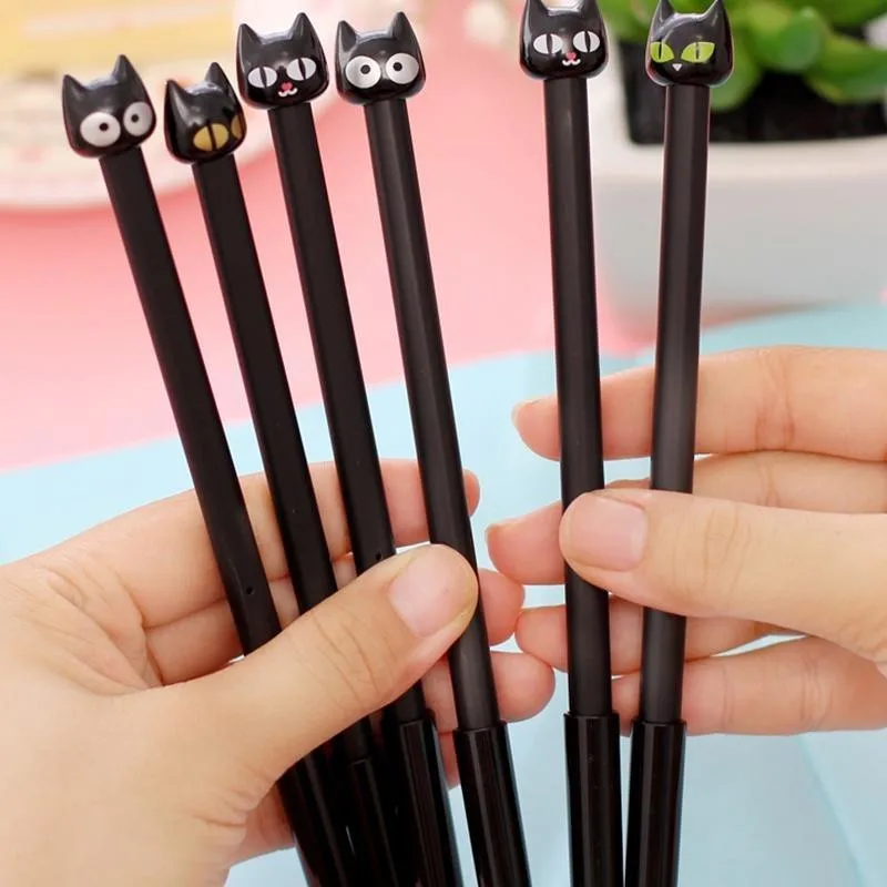 

Gel pen 4pcs 0.5mm Cute Black Cat Gel Pen Kawaii Stationery Creative Gift School Supplies hot sales