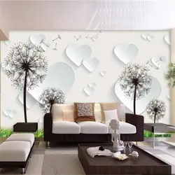 Beibehang на заказ обои 3D papel de parede Романтический Одуванчик в форме сердца диван фон стены гостиная спальня обои