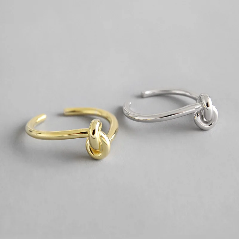 100% Серебро 925 пробы узел открытым совместных кольца для женщин bijoux femme anillos, новый минималистский Золото Цвет кольцо 925 серебряные ювелирные