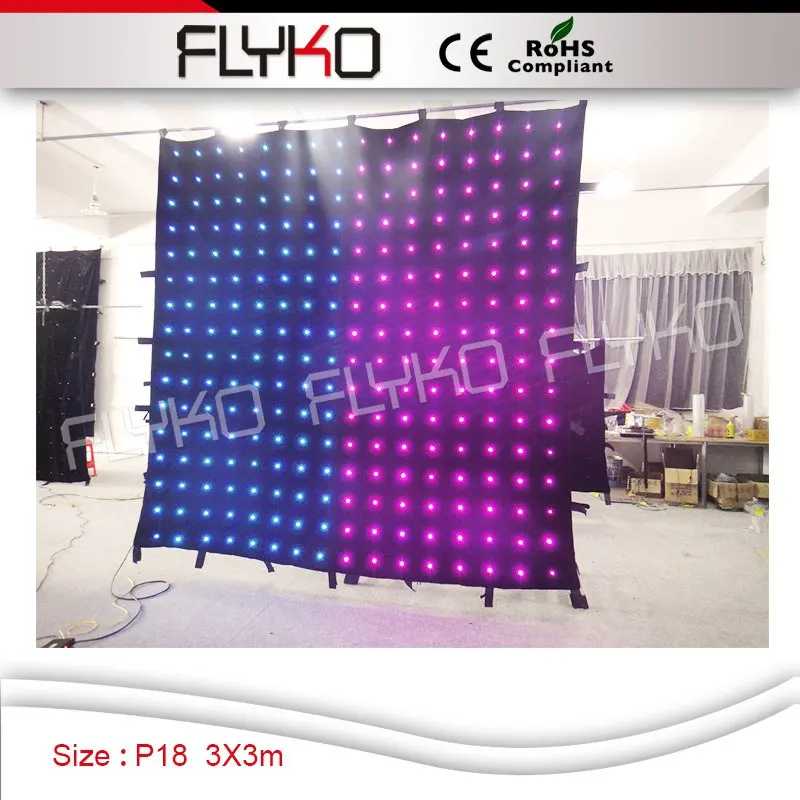 

Best supplier P18 3mx3m led video curtain DMX dj backdrops,led vision curtain,size can be costmized