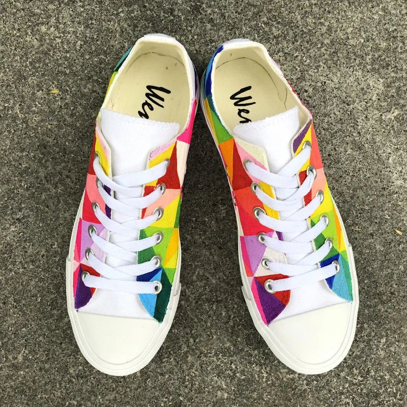 Wen Low Top Candy Color Canvas Shoes Man Woman Colorful Tangram Hand ...