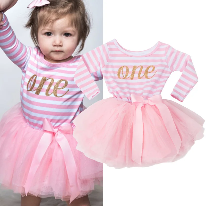 

Sweet Baby Girl Tutu Dress 1 2 3 Years Party Wear Birthday Costume Princess Dress Striped Summer Children Clothing Vestidos