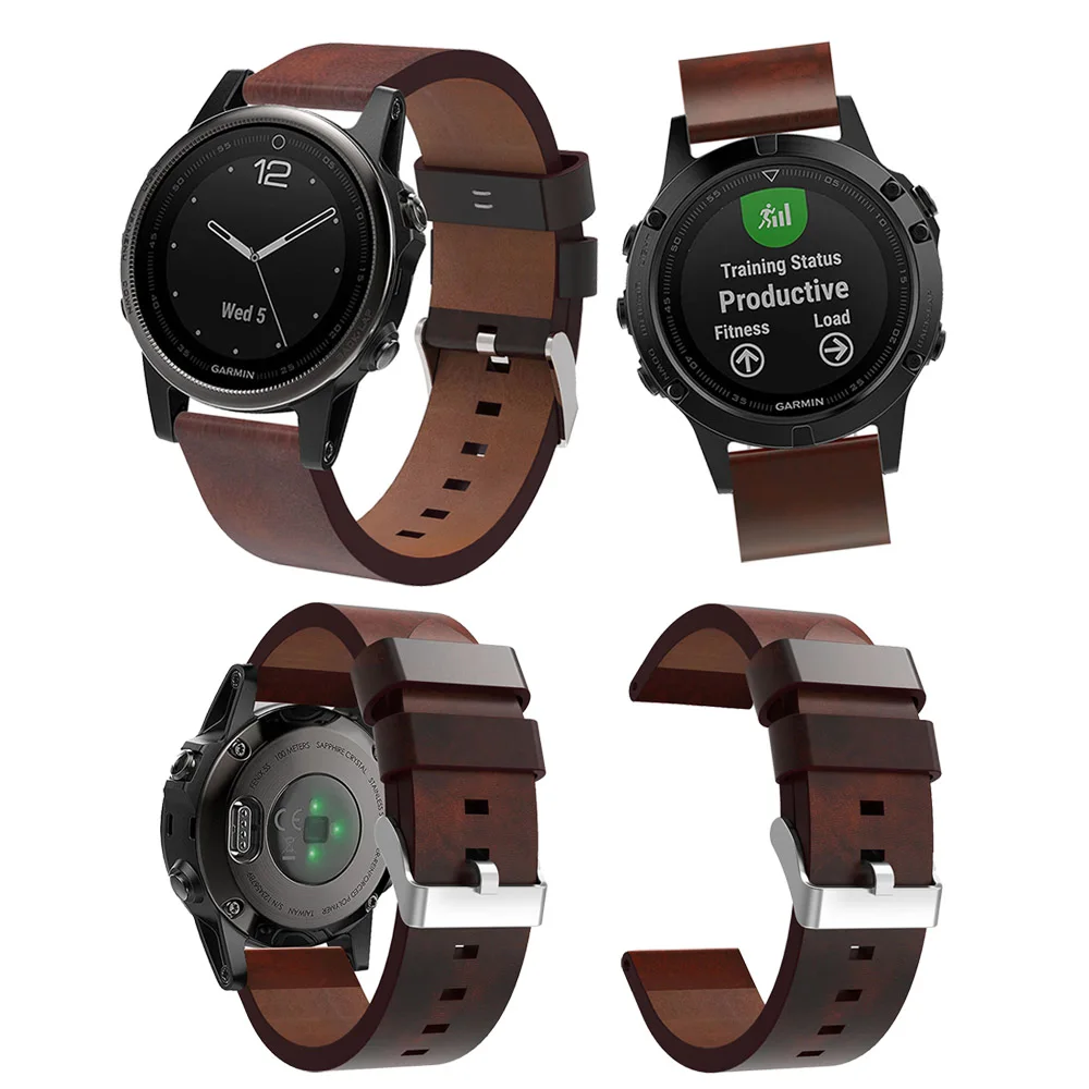 

Luxury Genuine Leather Pointed Strap Replacement wriststrap For Garmin Fenix 5 GPS Professional Factory Price watch Strap band