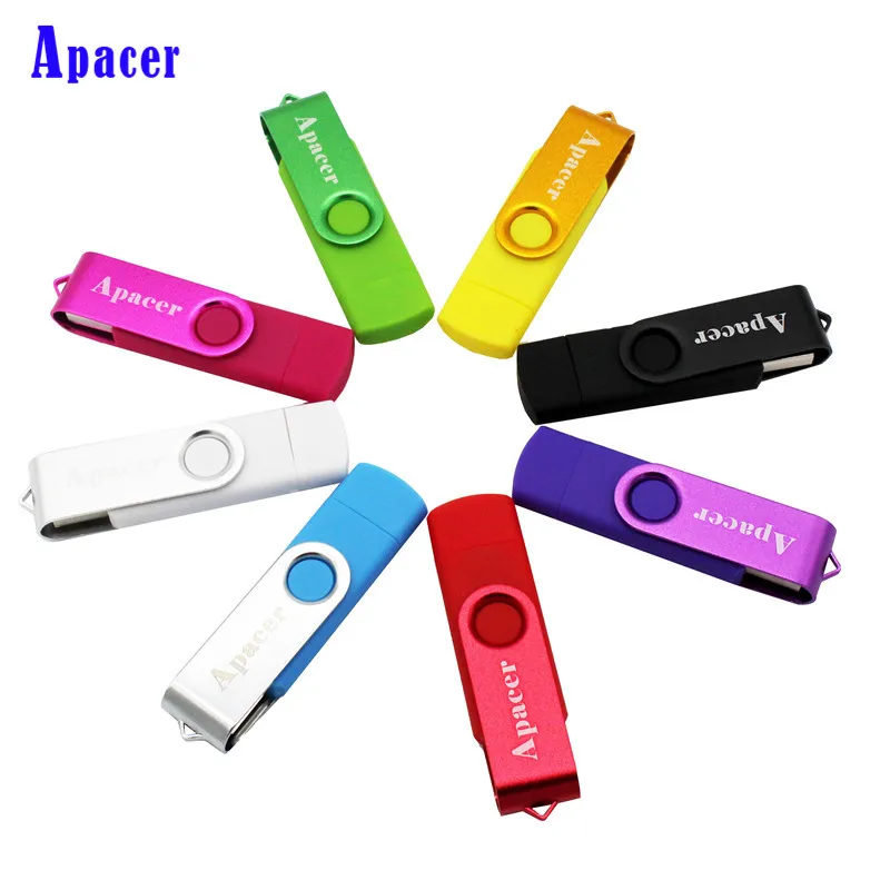 Apacer USB Флешка usb2.0OTG флешки 4G 8 г 16 г 32 г ручки металлический диск USB флэш-накопитель Memory Stick для Android Phone Tablet